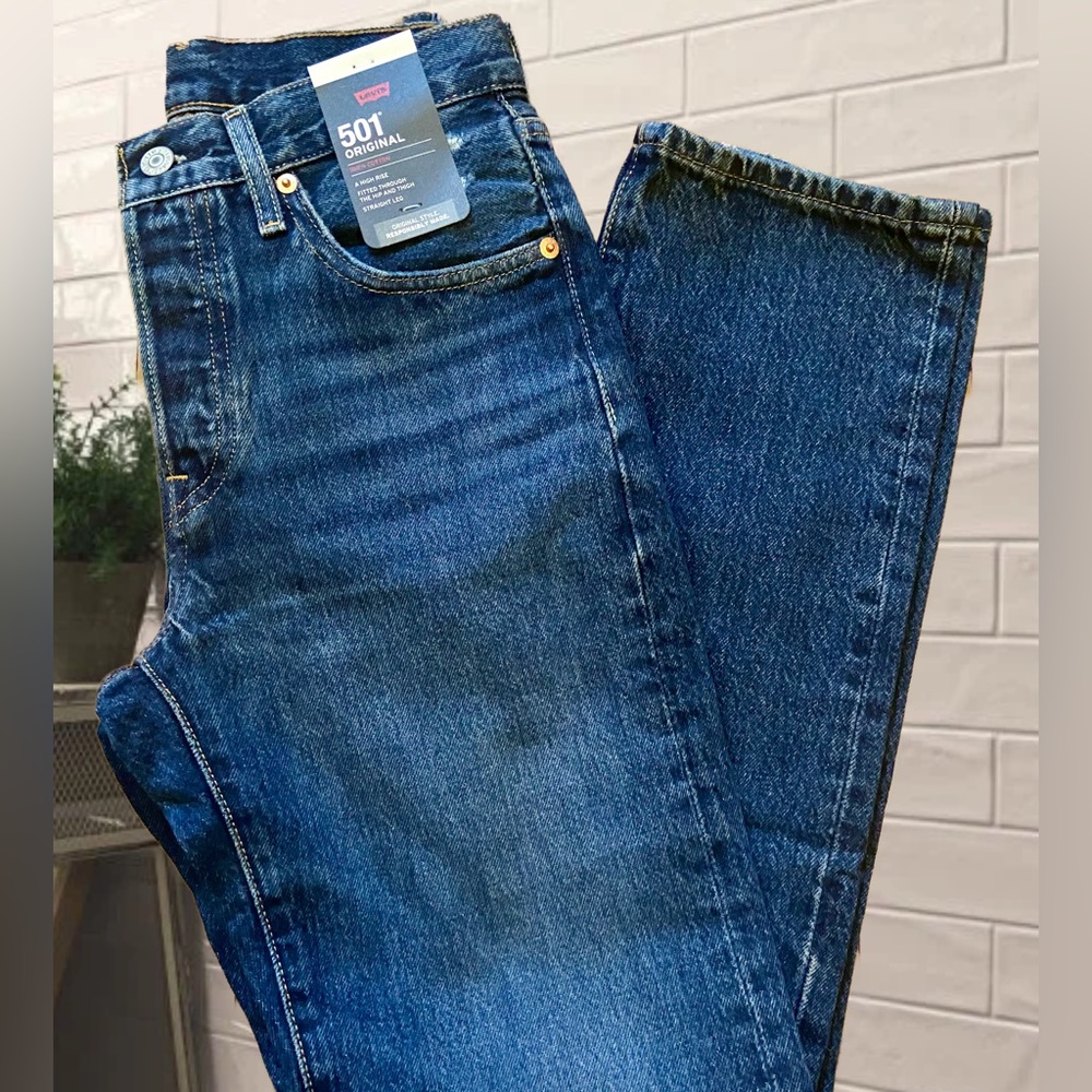 Brand-New Luxury Denim High End Levi’s Premium 501 Original Straight Leg Jeans